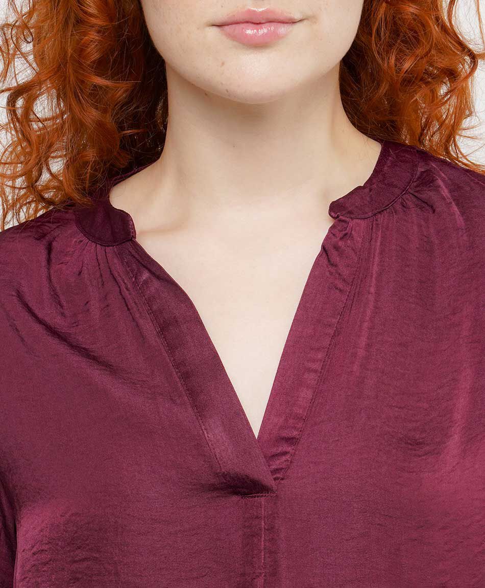 Blusa mujer satinada burdeo