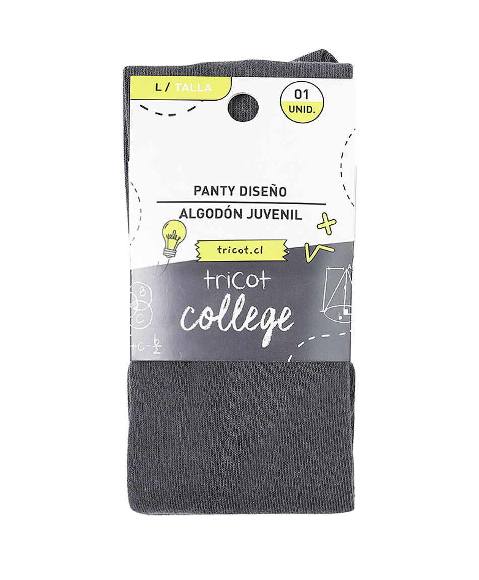 Panty escolar algod&oacute;n gris flor blanca