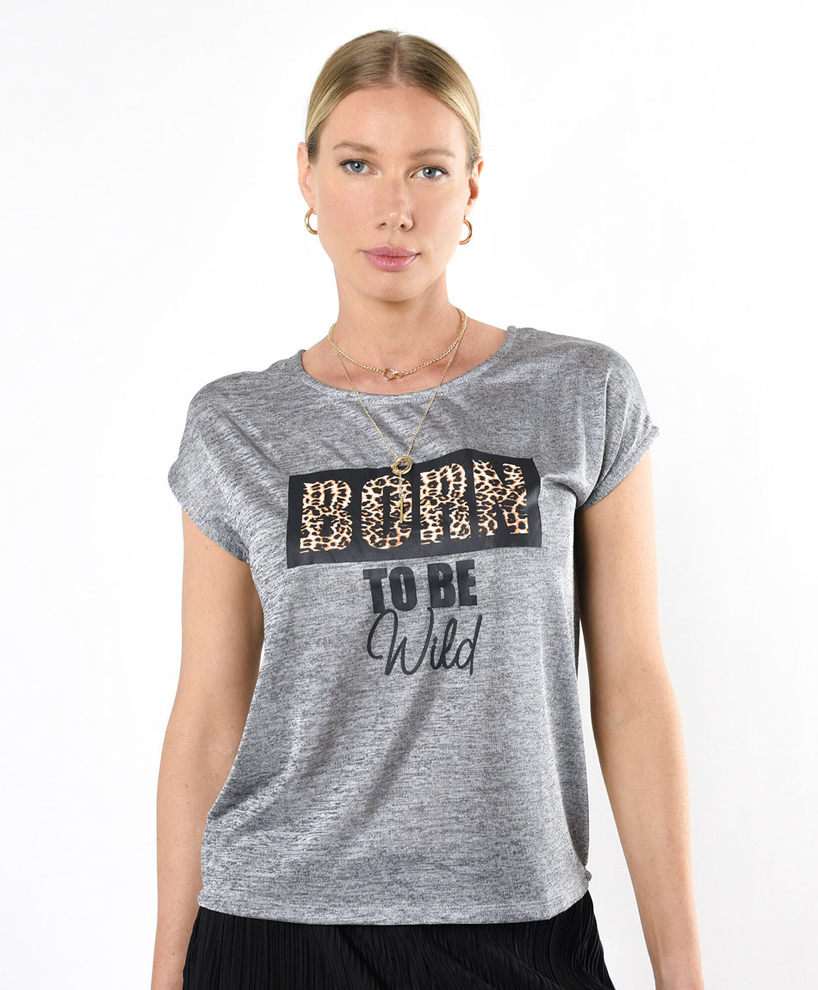 Polera mujer frase animal print Polera mujer frase animal print