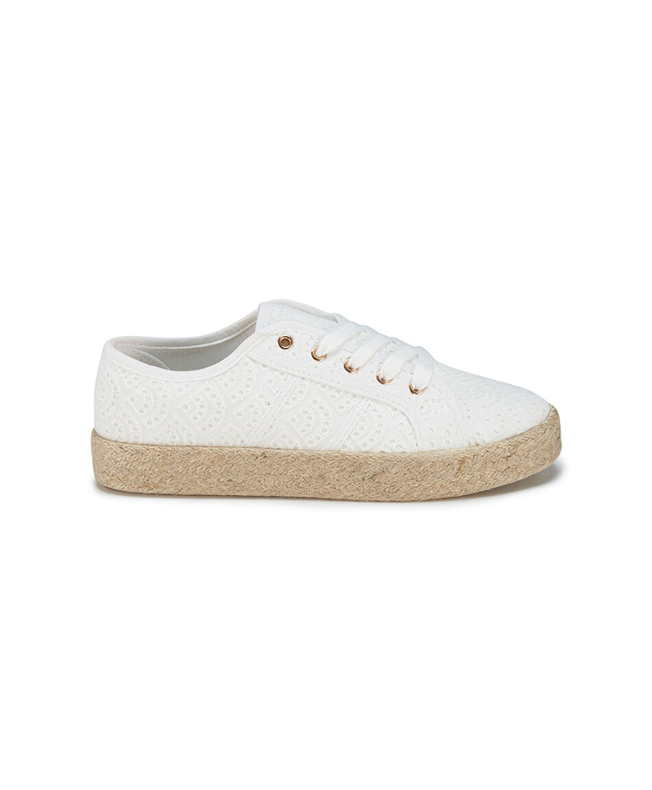 Zapatilla mujer rafia blanca