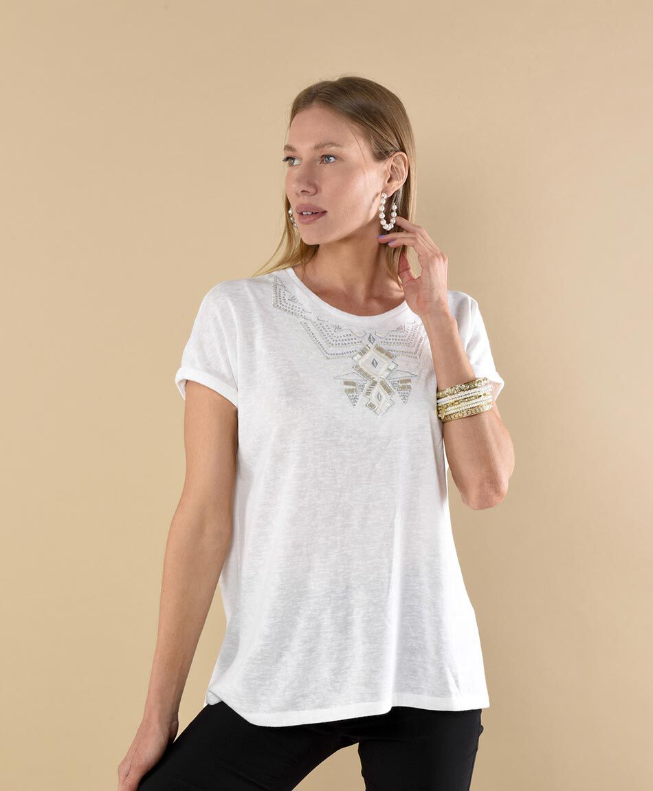 Polera manga corta cuello redondo