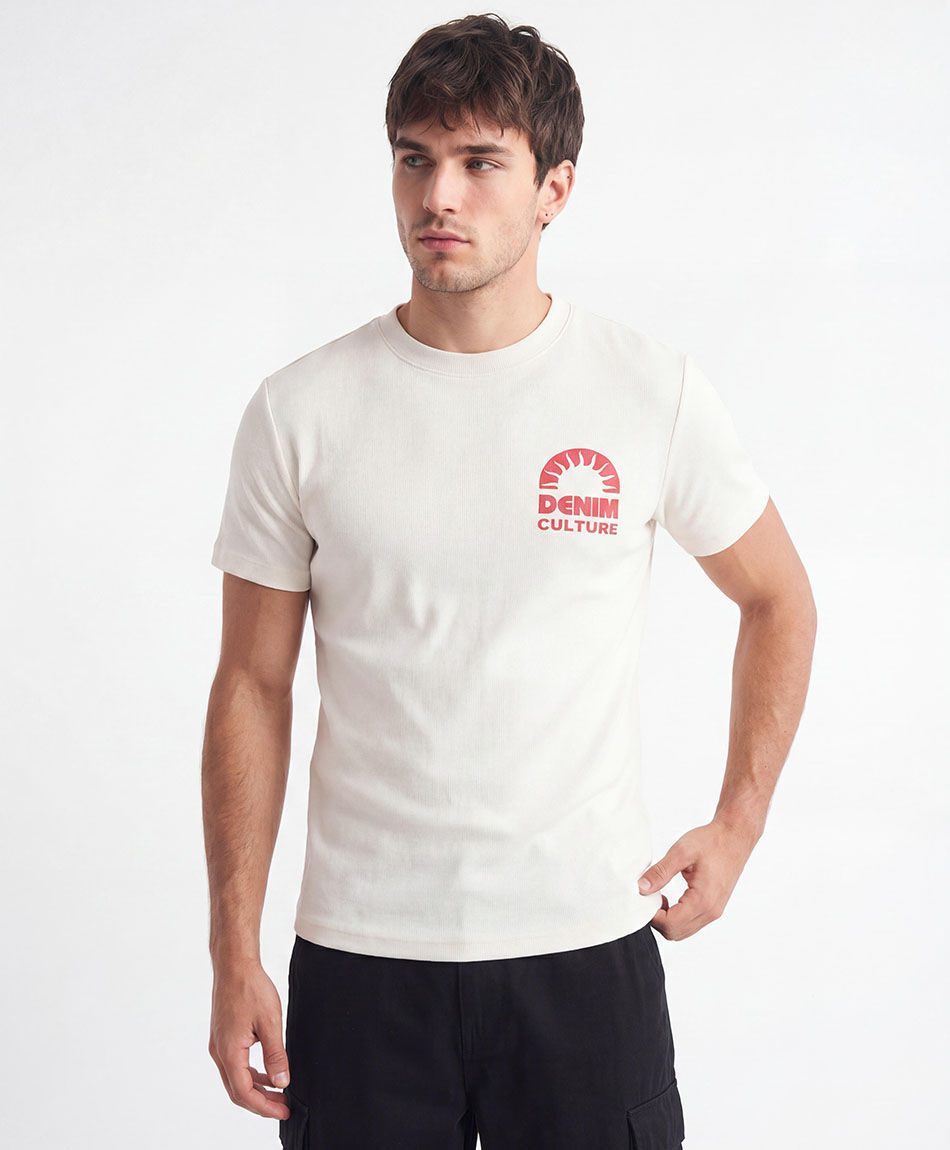 Polera hombre doble estampado denim sun