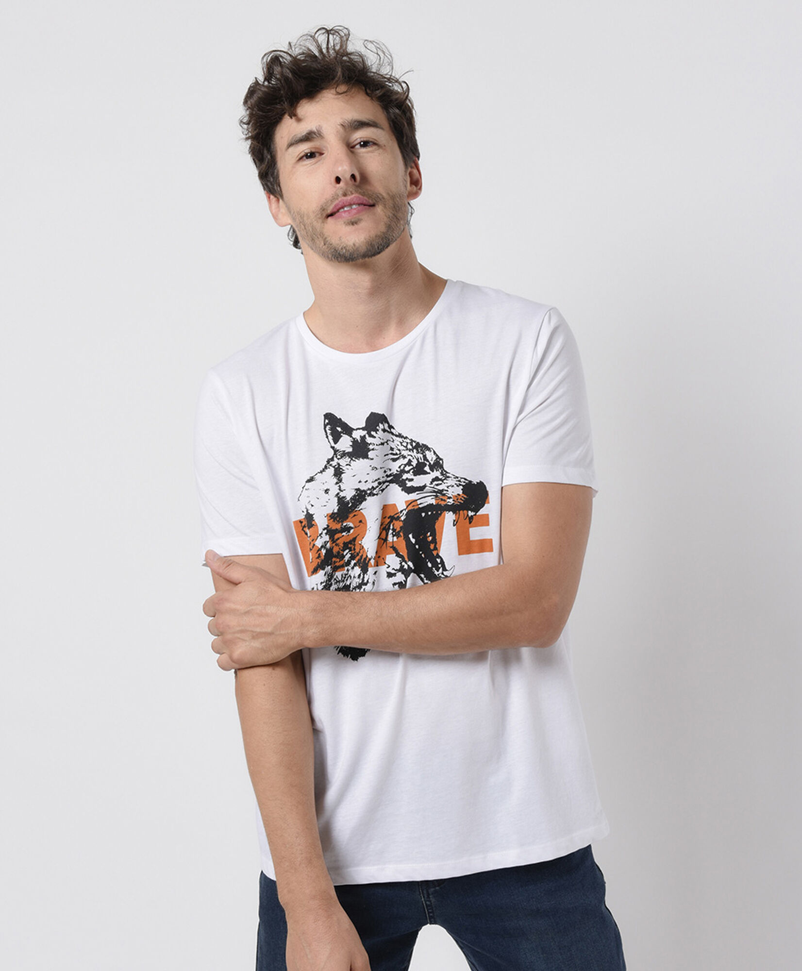 Polera hombre estampado zorro Polera hombre estampado zorro