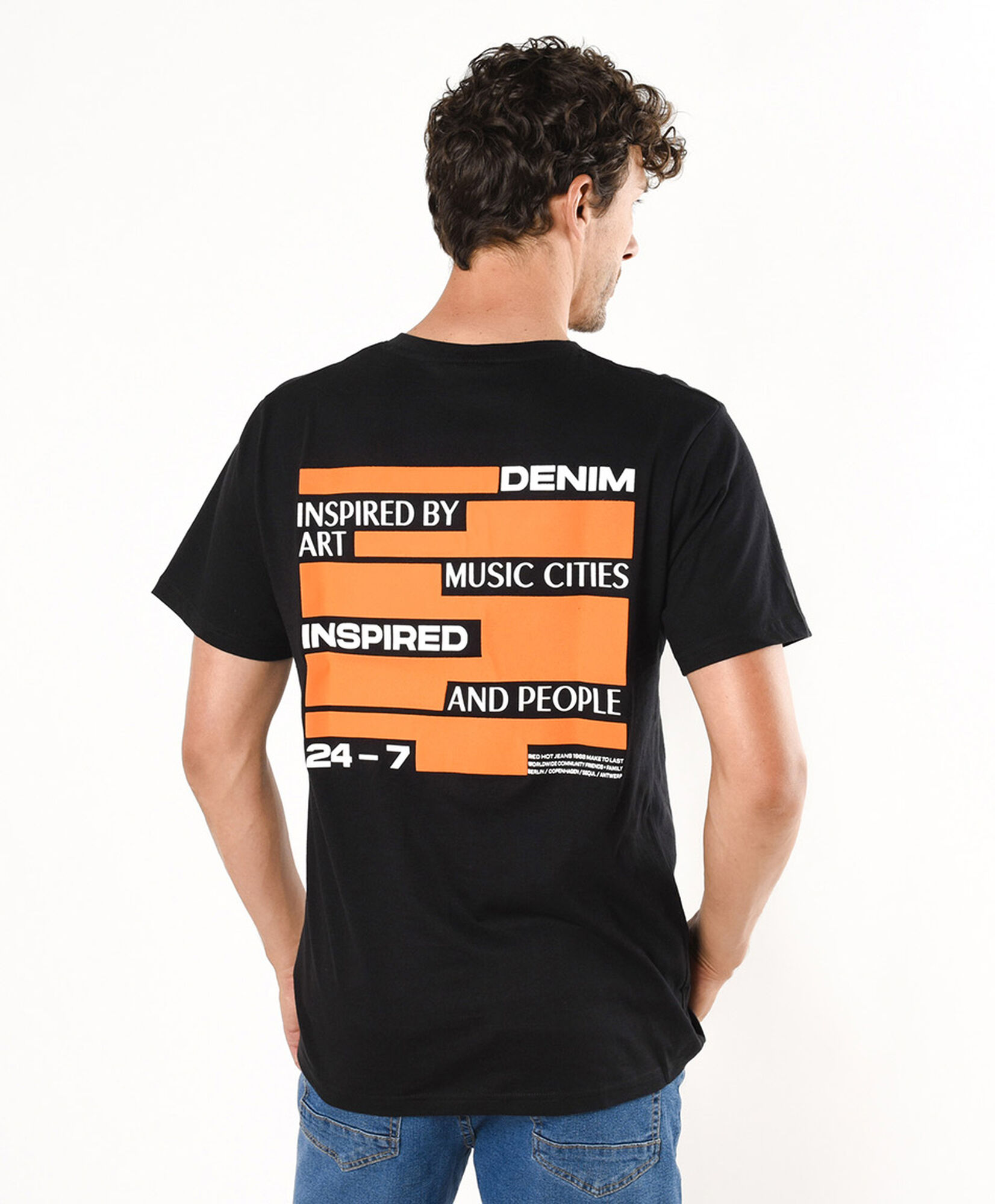 Polera hombre doble estampado denim Polera hombre doble estampado denim