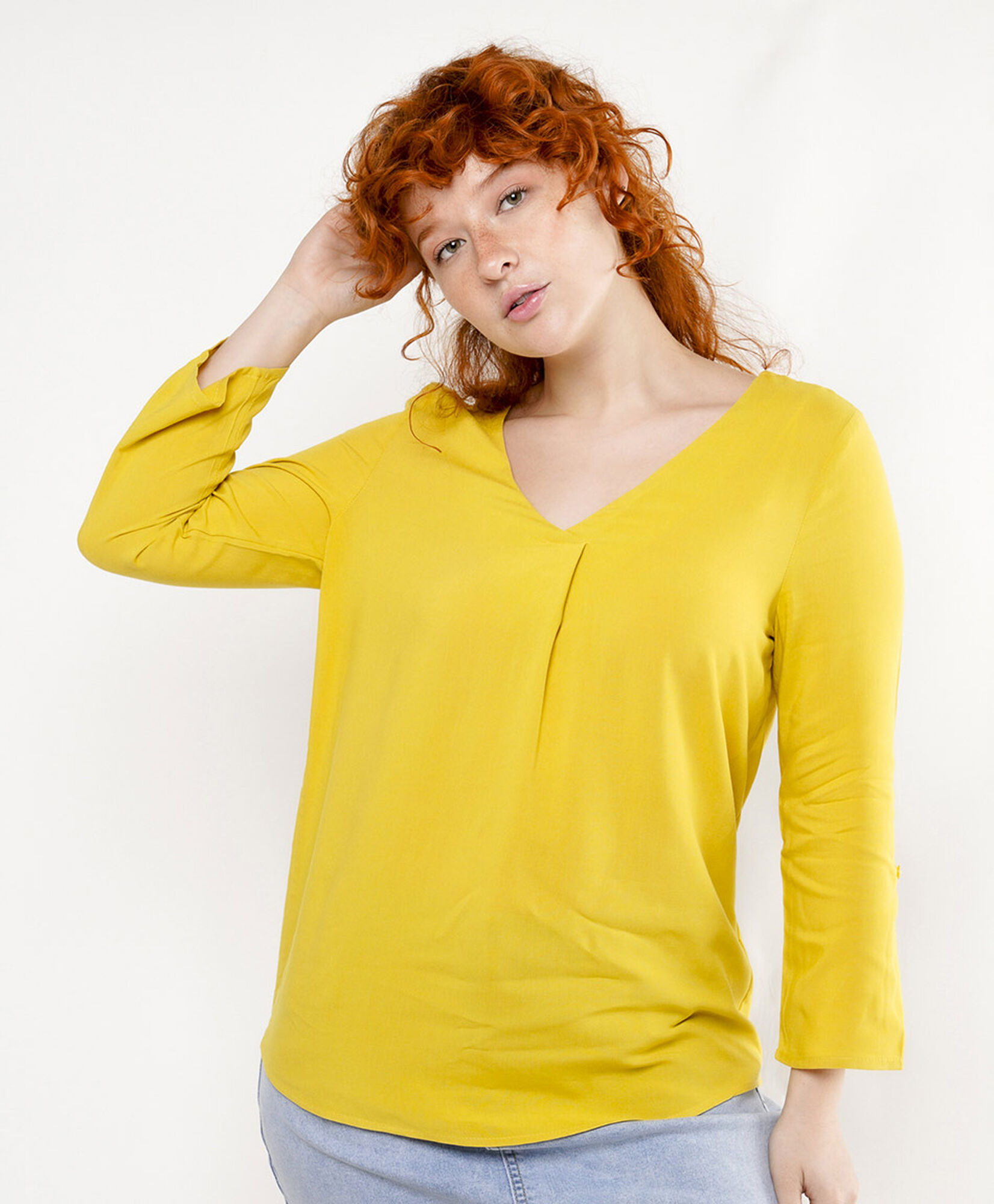 Blusa mujer cuello v color Blusa mujer cuello v color