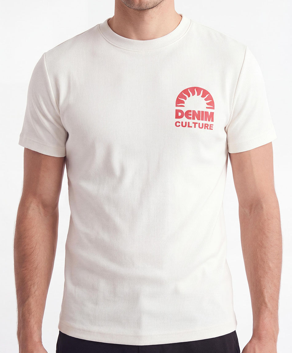 Polera hombre doble estampado denim sun