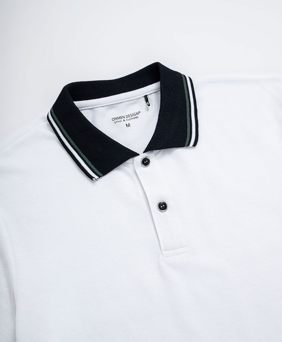 Polera hombre cuello polo blanca