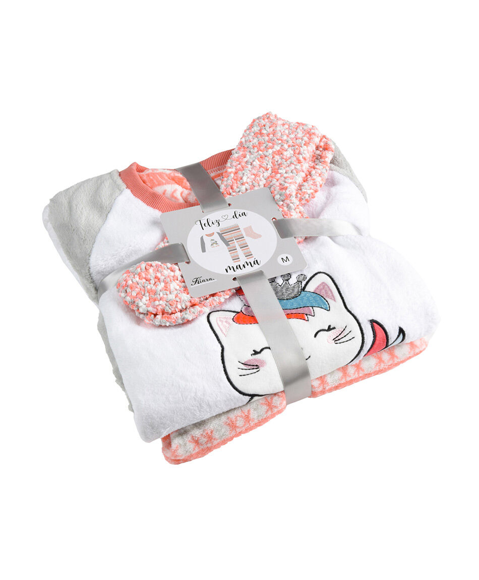 Pack mujer pijama polar + calcetines arcoiris