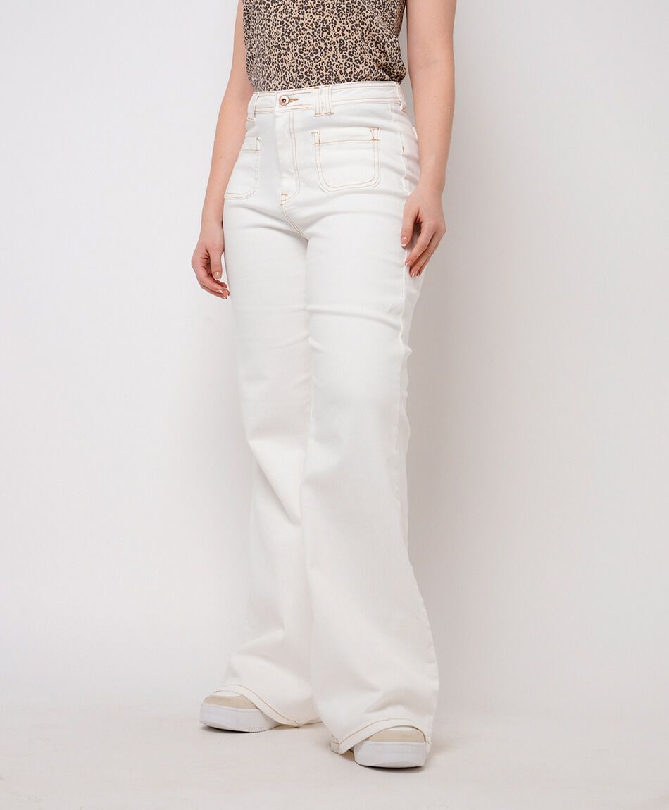 Jeans mujer bolsillo cuadrado wide