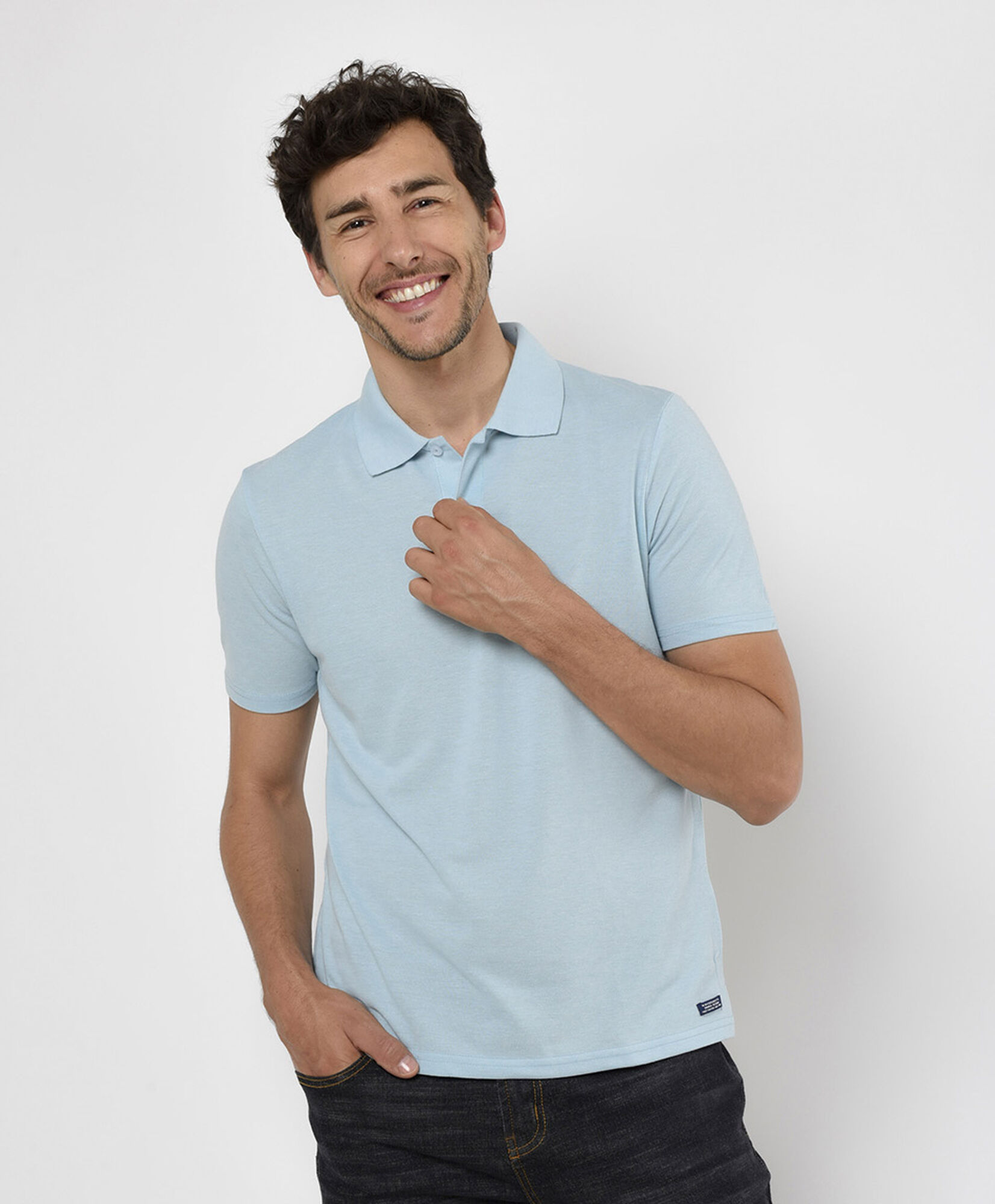Polera hombre lisa cuello piqué Polera hombre lisa cuello piqué