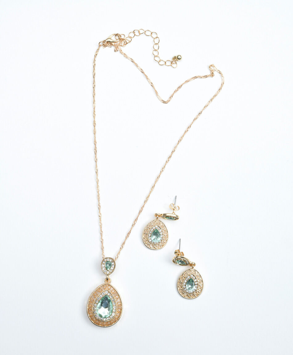 Set collar + aros mujer gotas 4 piezas