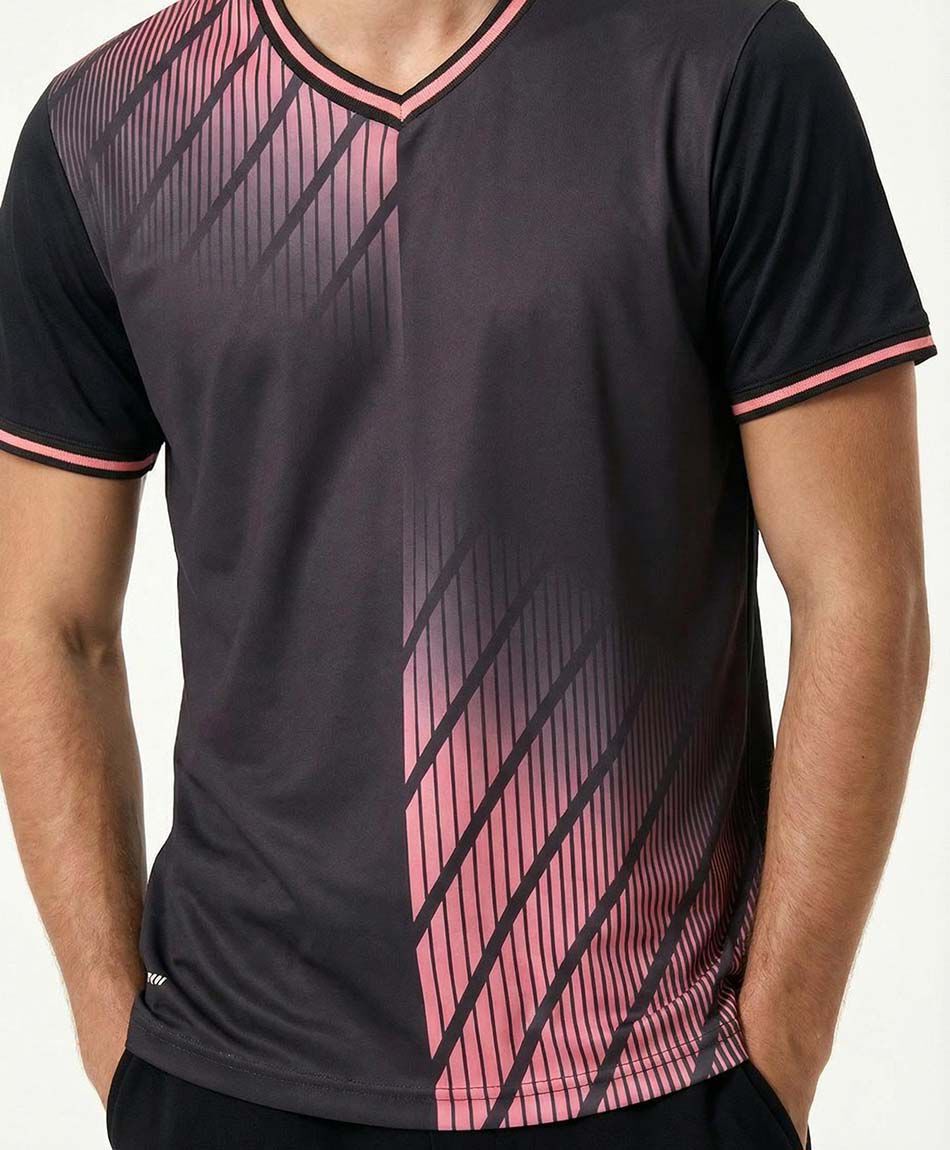 Polera deportiva hombre contraste rosa