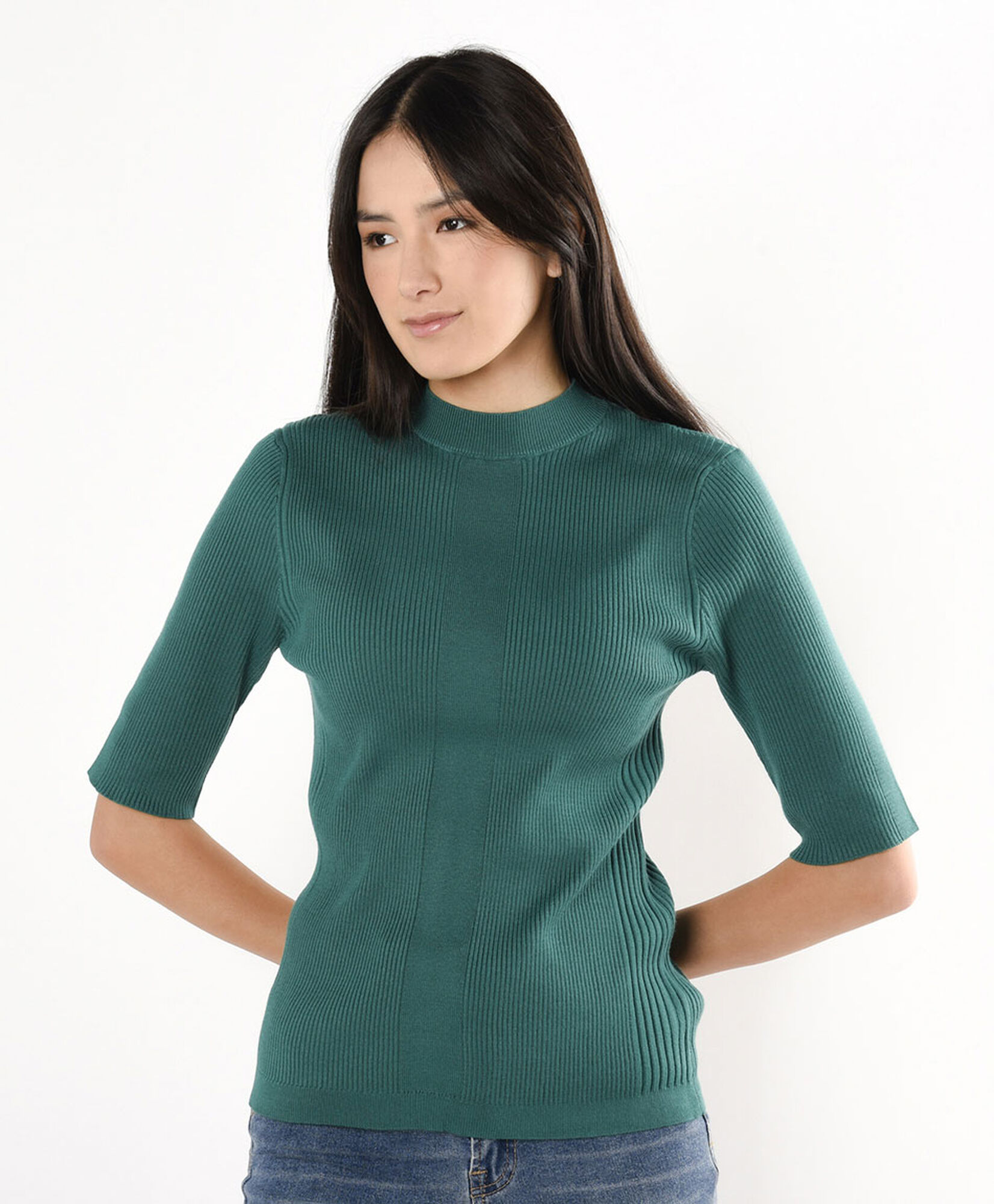Sweater mujer acanalado media manga Sweater mujer acanalado media manga