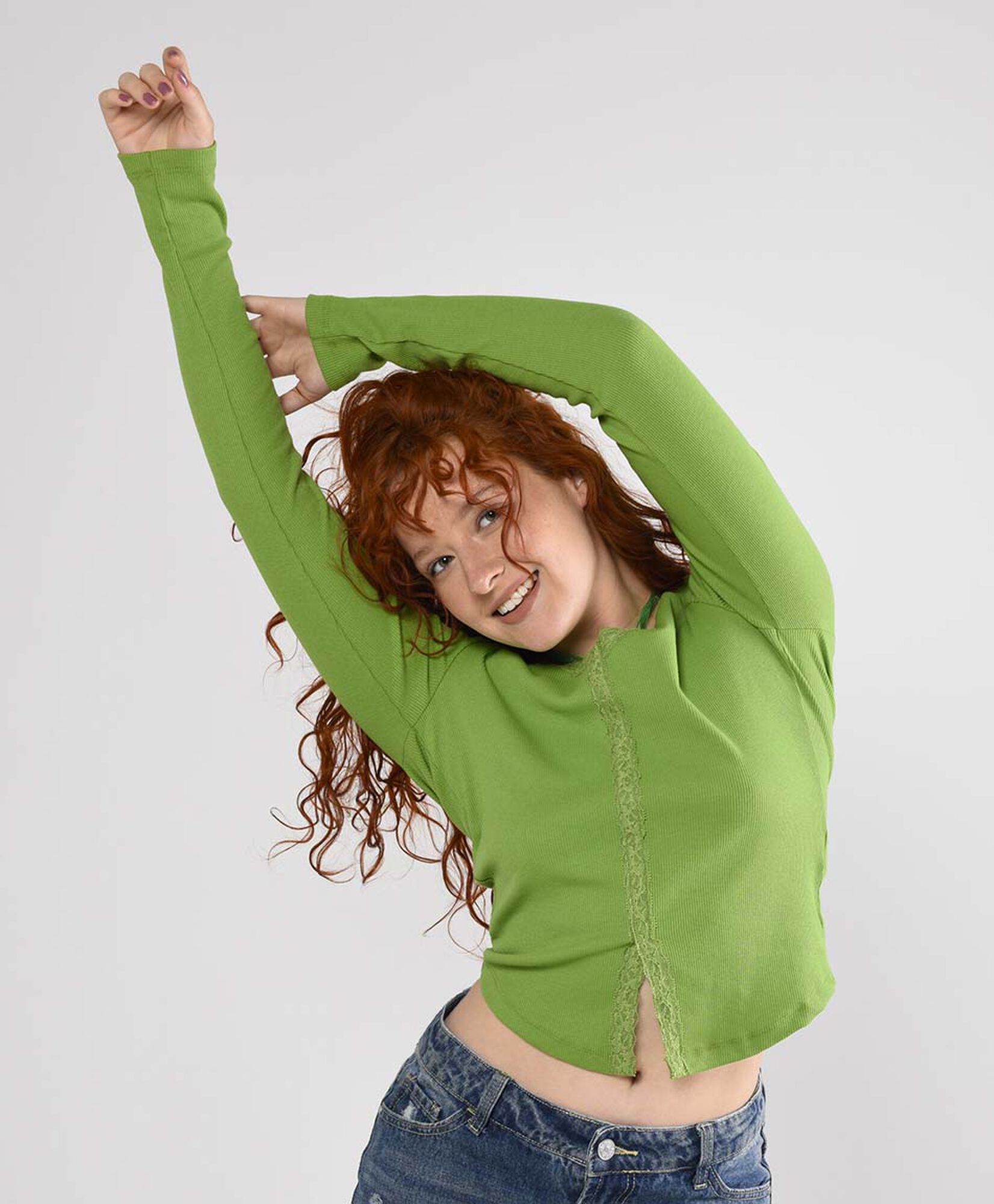 Polera mujer encaje manga larga Polera mujer encaje manga larga