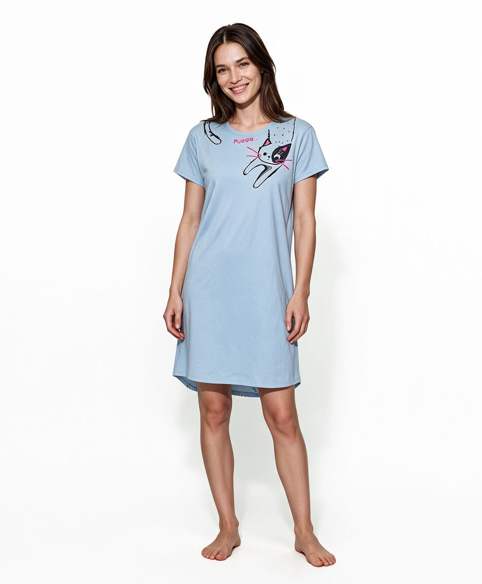 Camisa de dormir mujer gato cuello