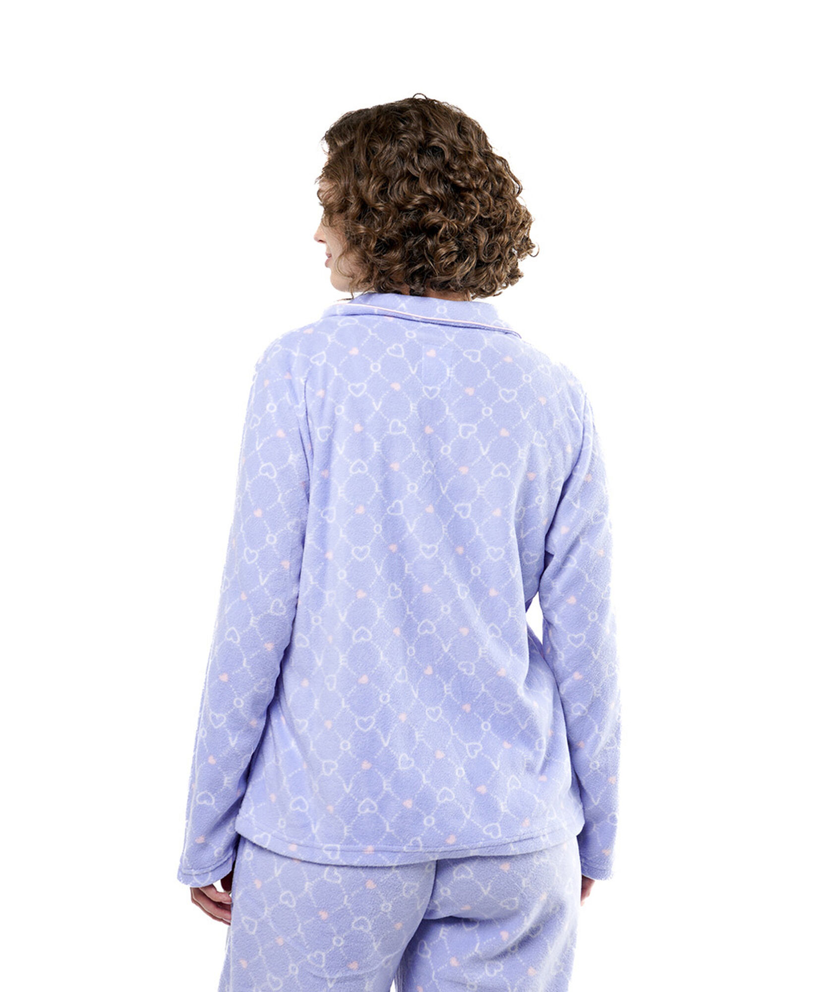 Pijama mujer corazones camisero polar Pijama mujer corazones camisero polar