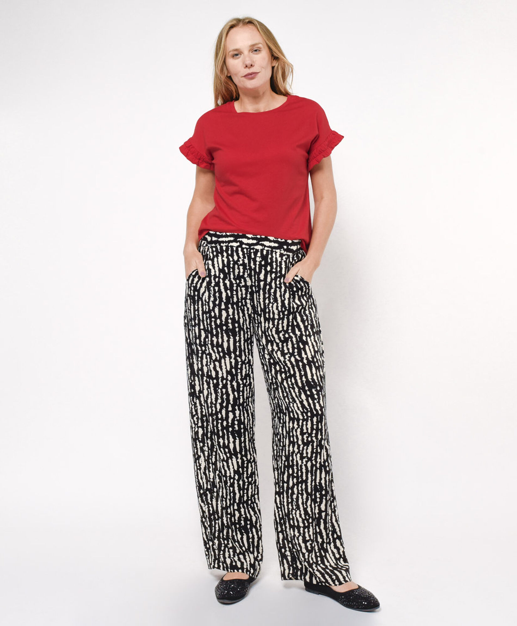 Pantalón mujer estampado bicolor Pantalón mujer estampado bicolor