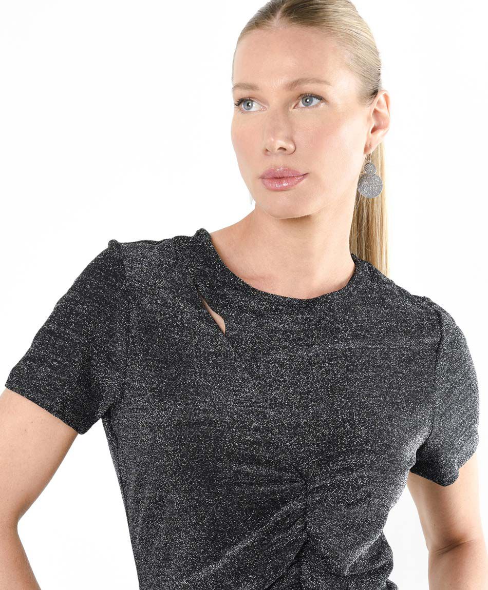 Polera mujer cut out brillante