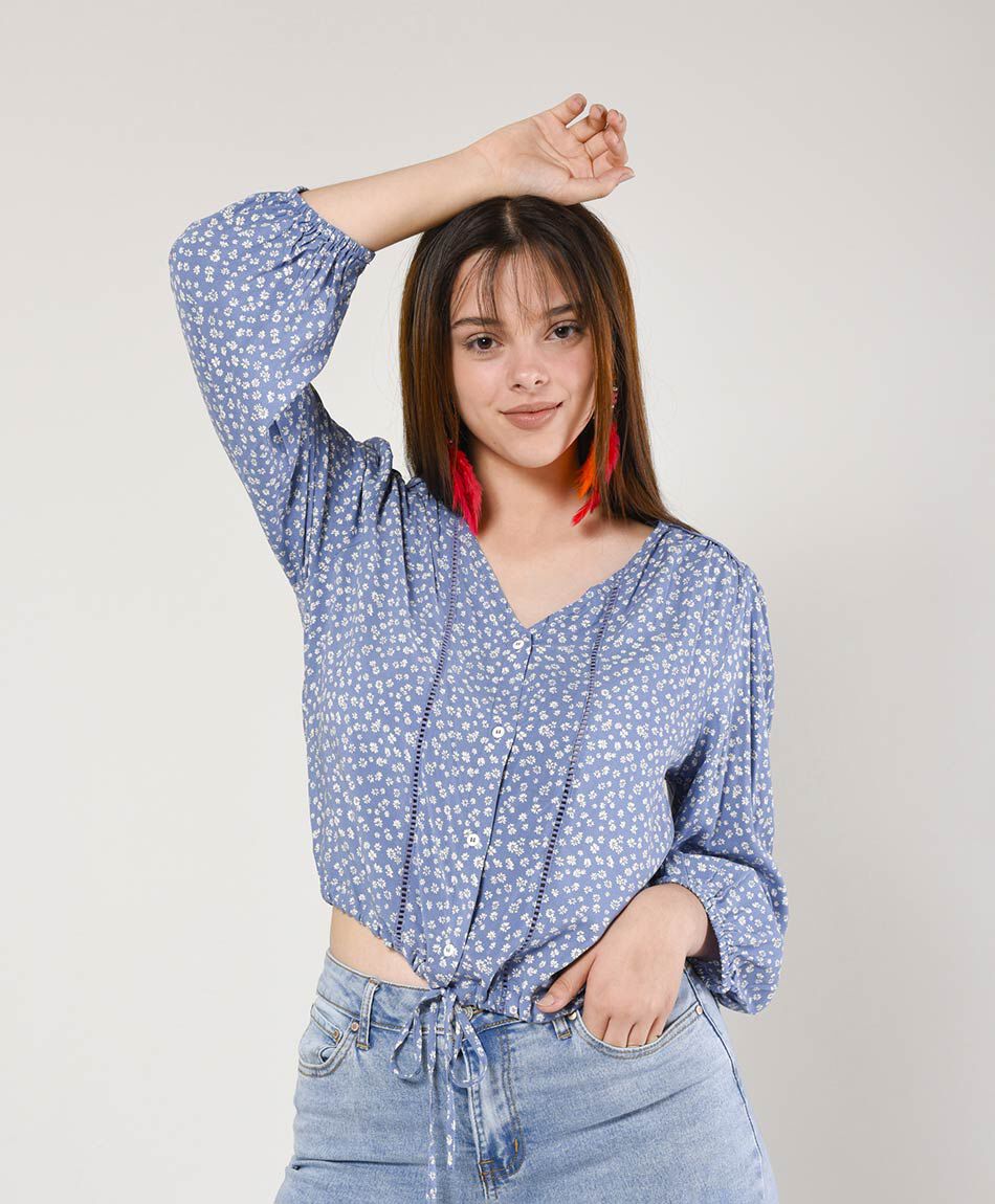 Blusa mujer florcitas lazo