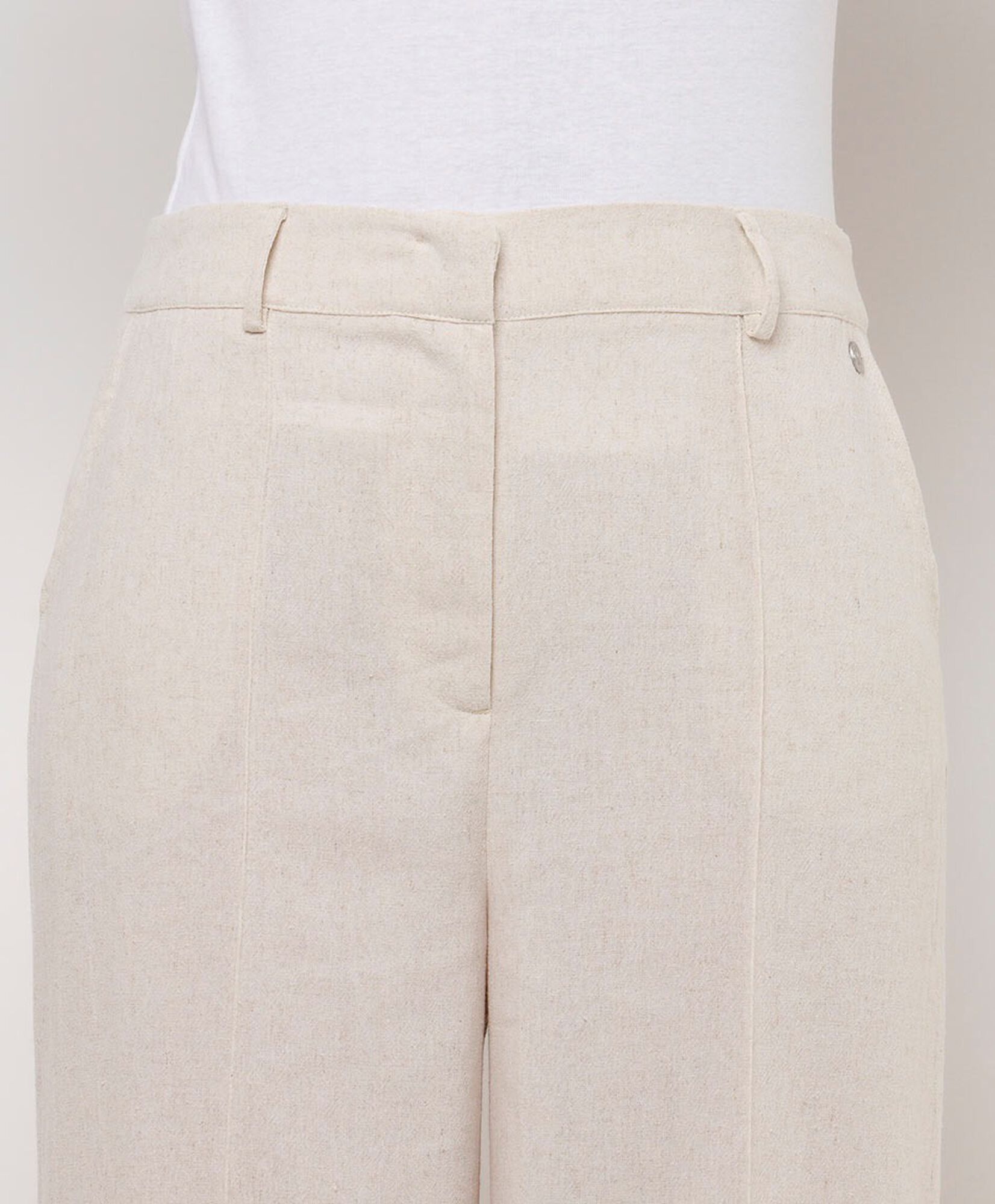 Pantalón mujer lino tiro alto wide Pantalón mujer lino tiro alto wide