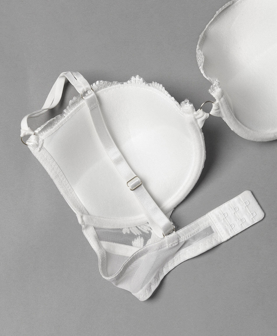 Sost&eacute;n mujer encaje bordado pluma real