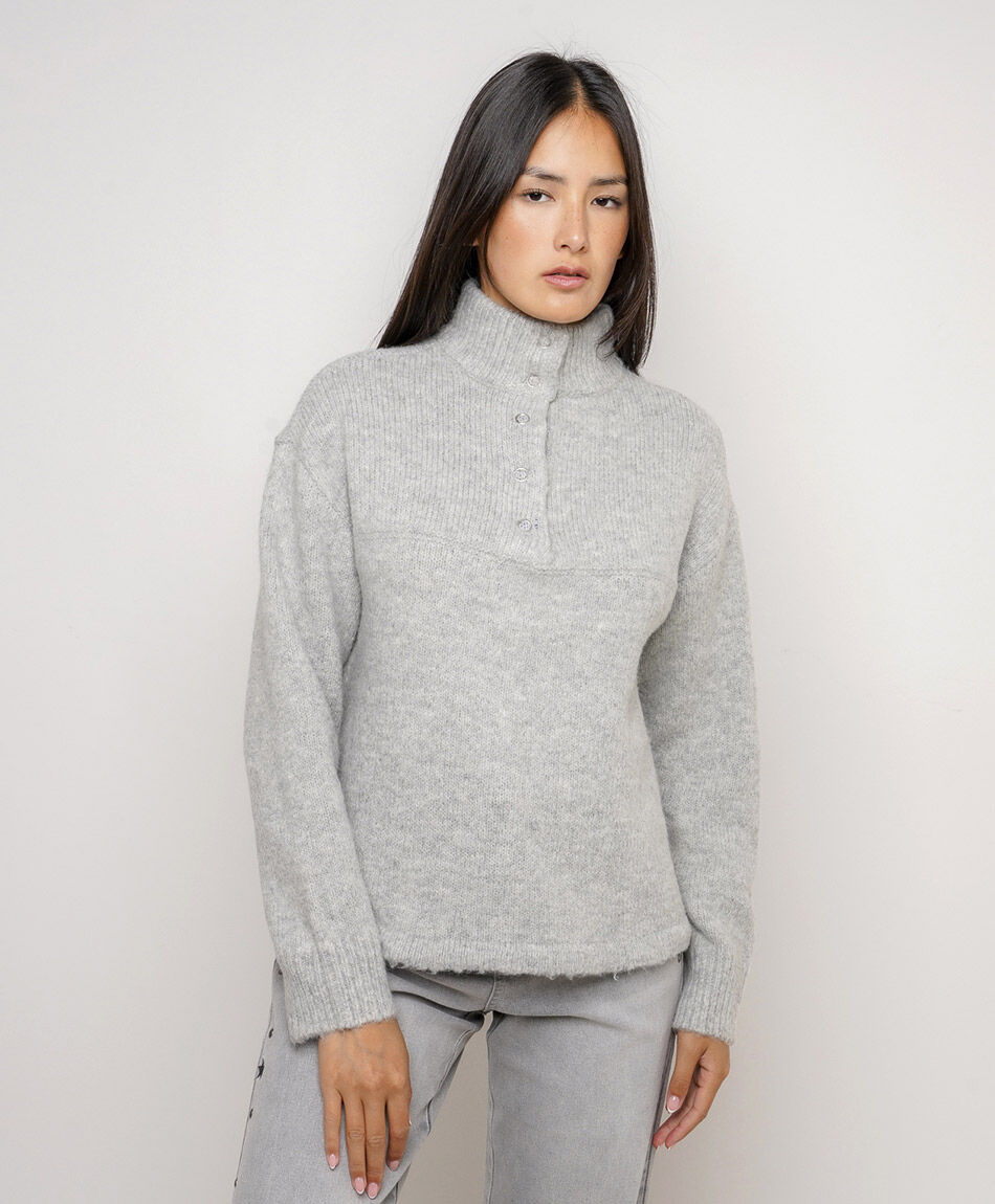 Sweater mujer cuello alto botones