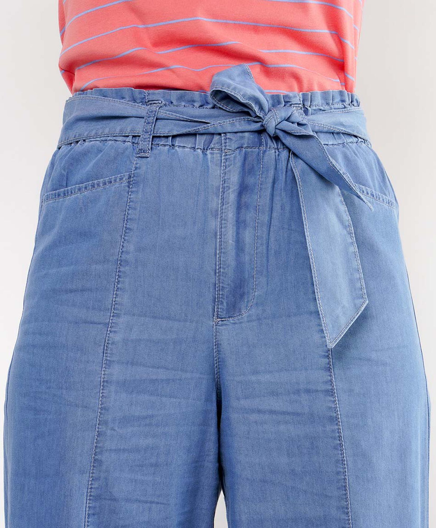 Pantalón mujer cinturón denim wide Pantalón mujer cinturón denim wide