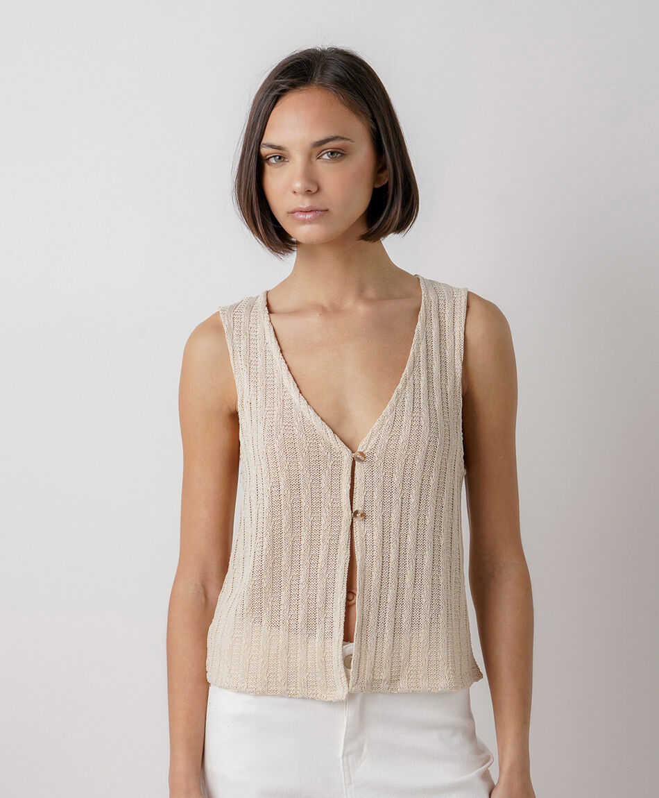 Cardigan mujer tejido natural