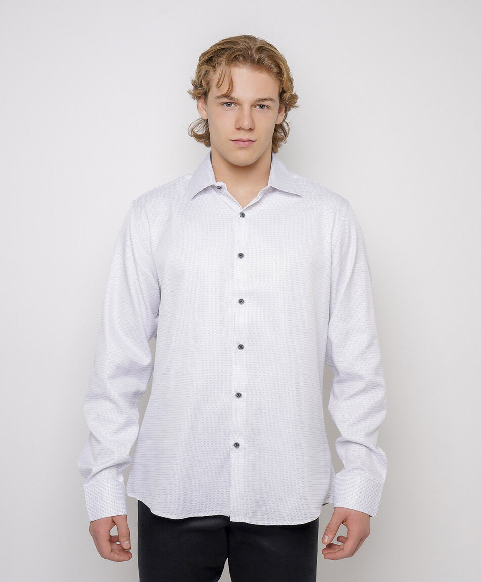 Camisa hombre blanca puntitos
