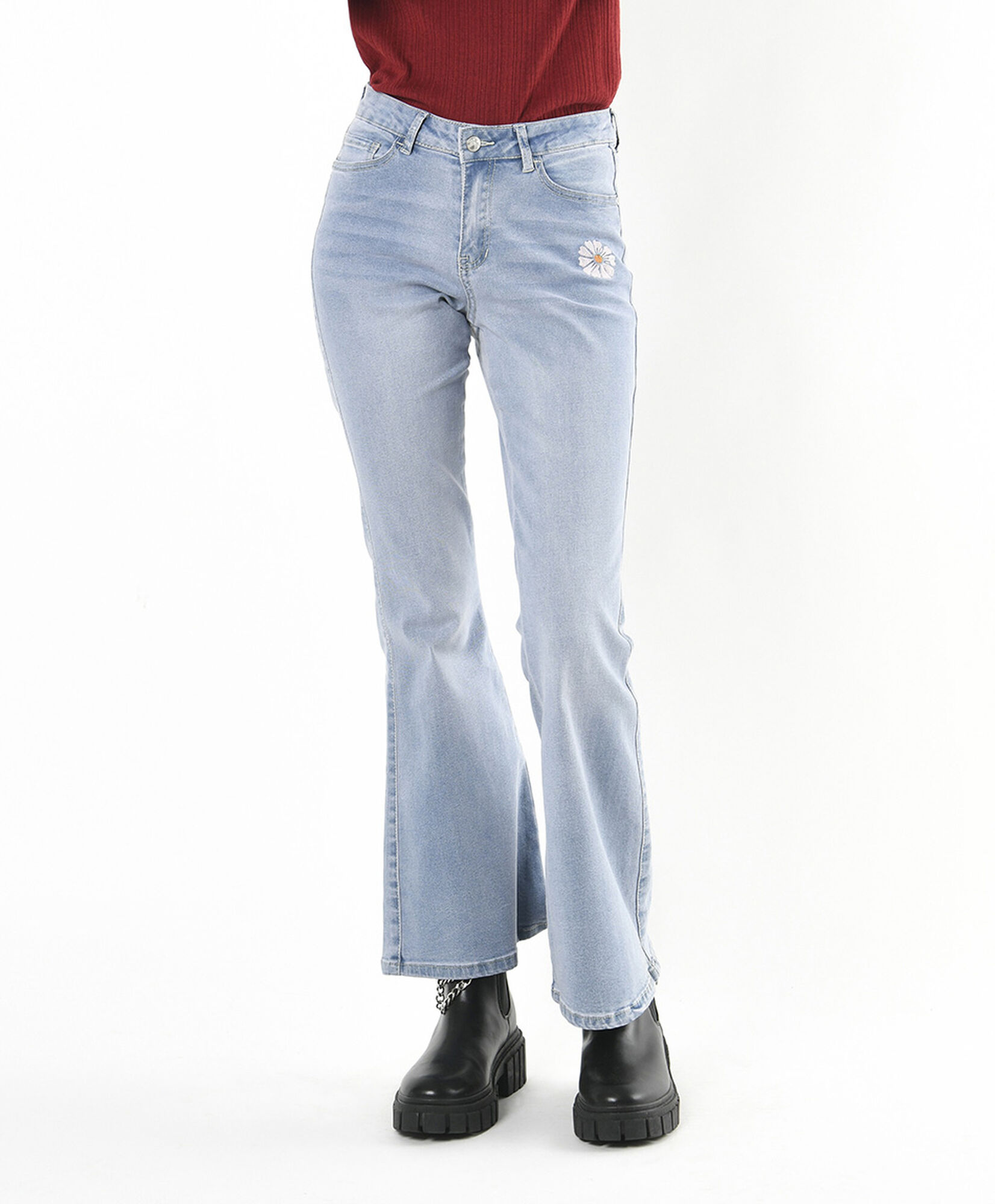 Jeans mujer print flor flare Jeans mujer print flor flare
