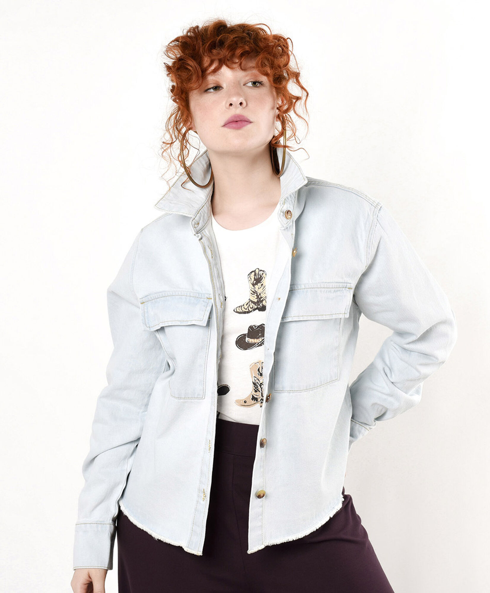Blusa mujer denim bolsillos Blusa mujer denim bolsillos