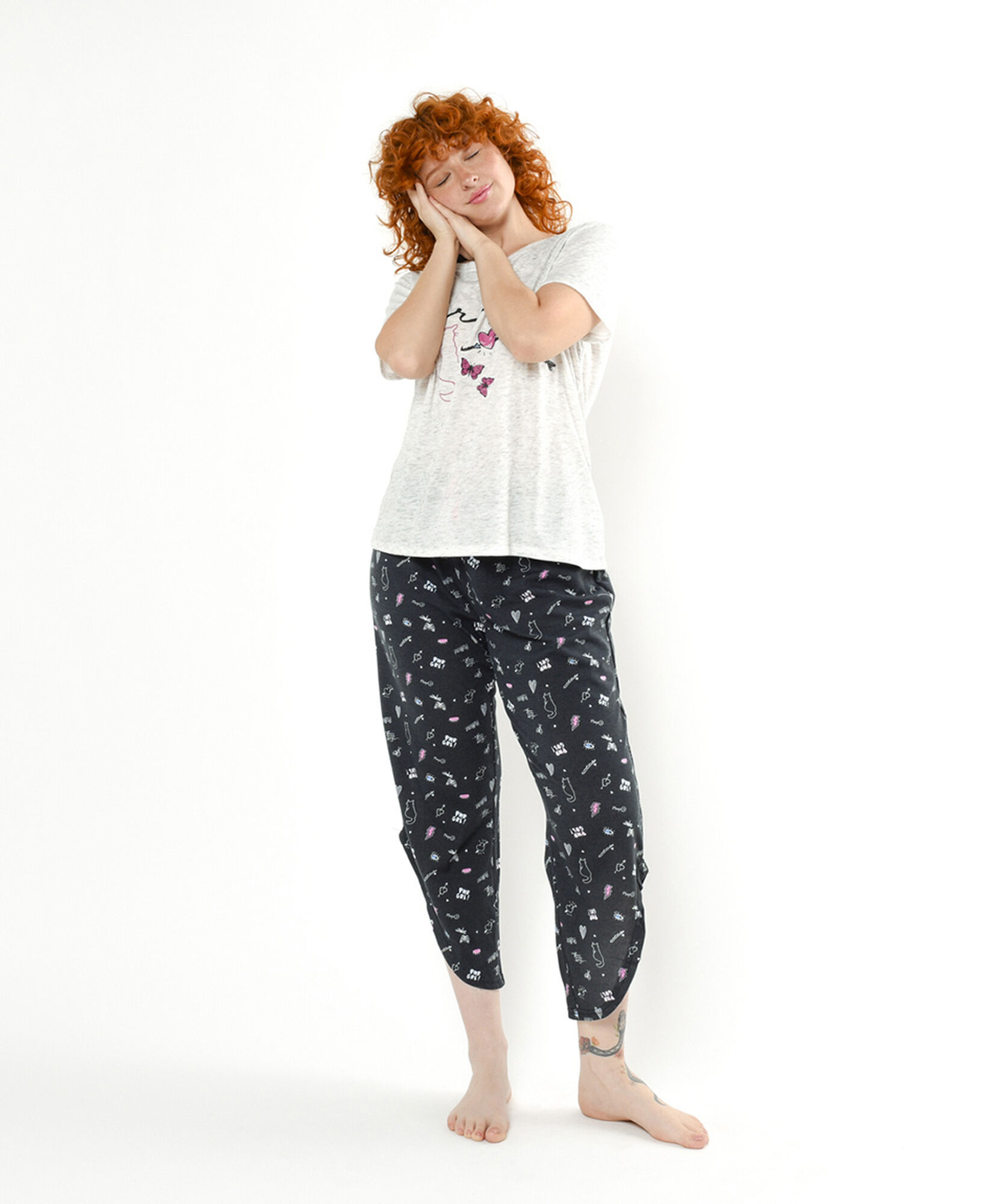 Pijama mujer gatito capri Pijama mujer gatito capri