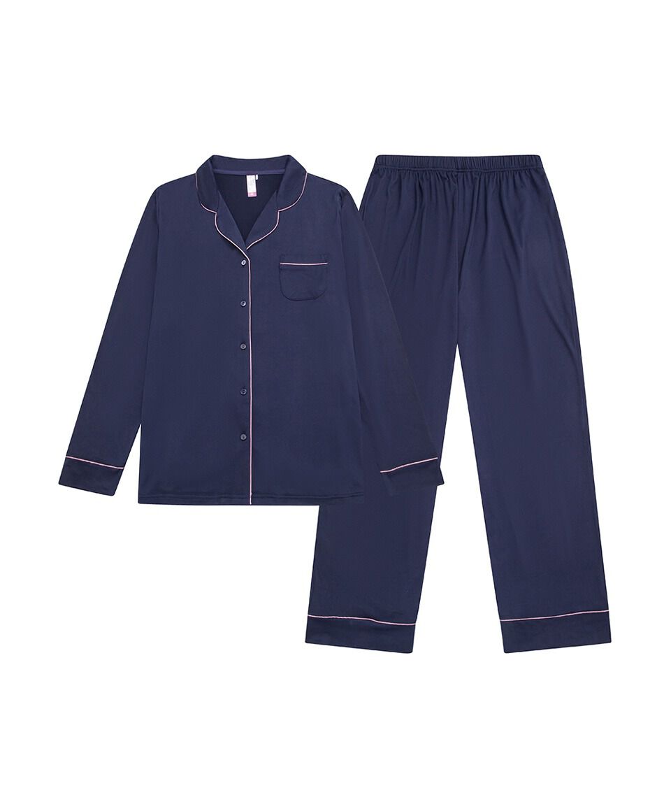 Pijama mujer camisero azul oscuro