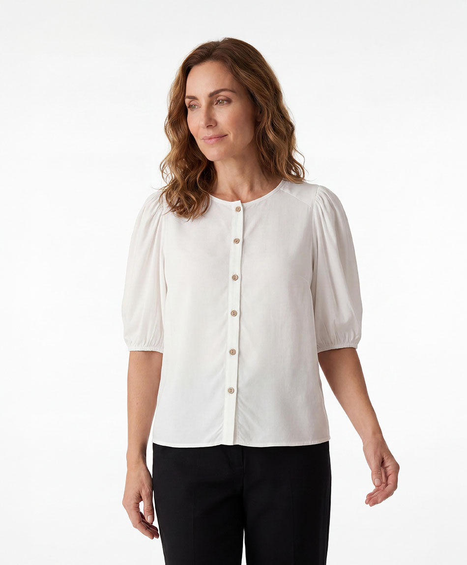 Blusa mujer botones manga globo