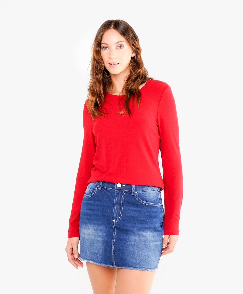 Mini falda mujer denim tono azul