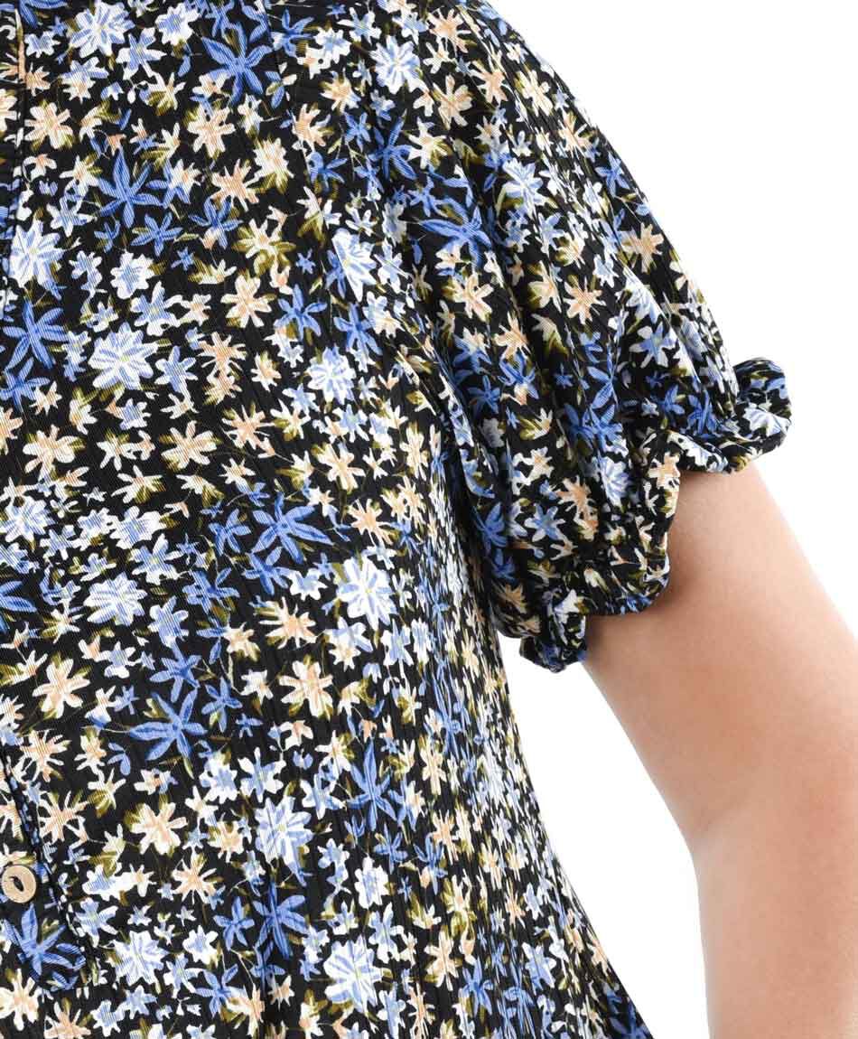 Polera mujer floreada botones