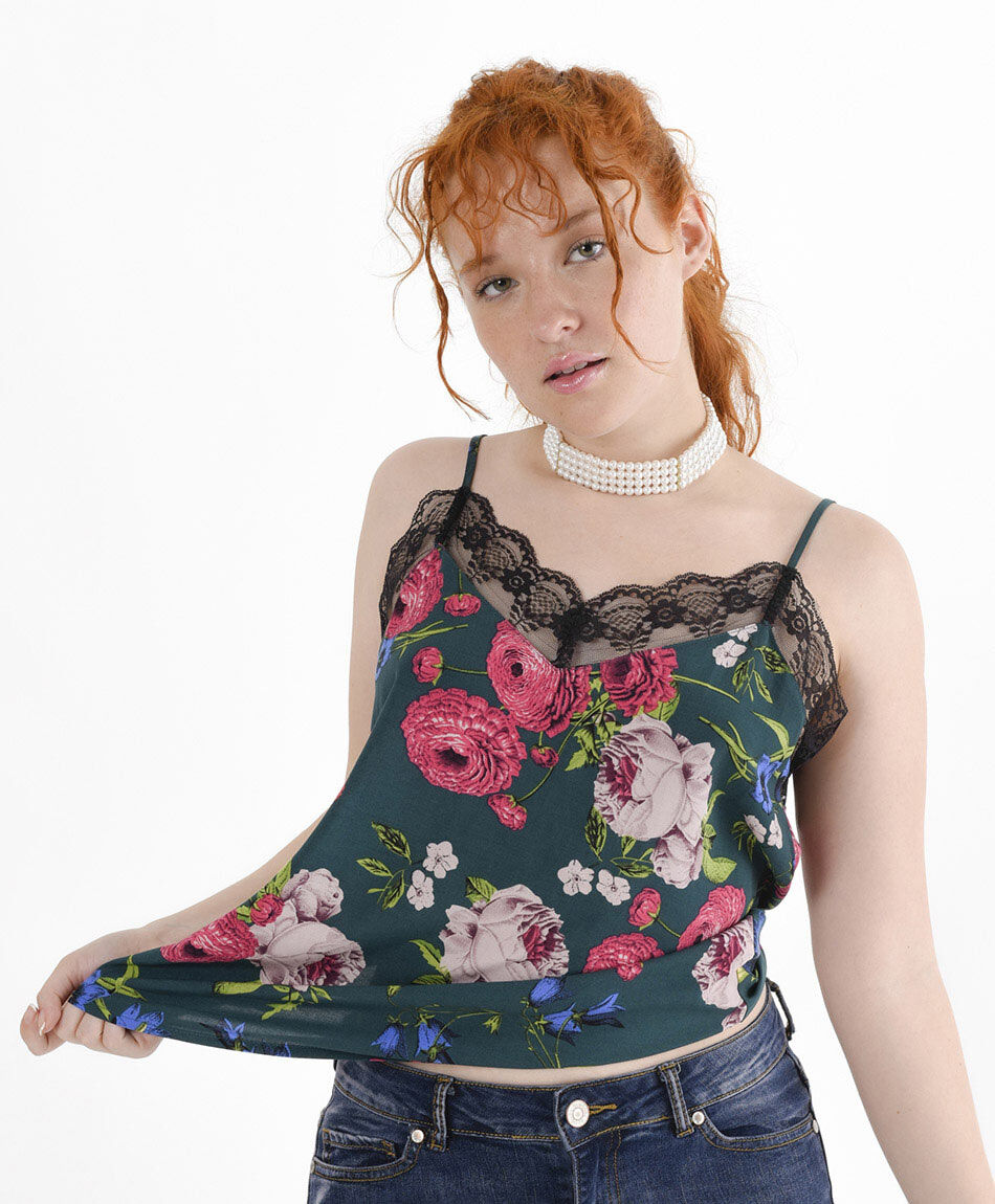 Blusa mujer top encaje flores