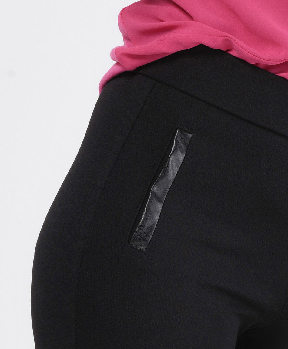 Leggins mujer detalle cuerina tiro alto