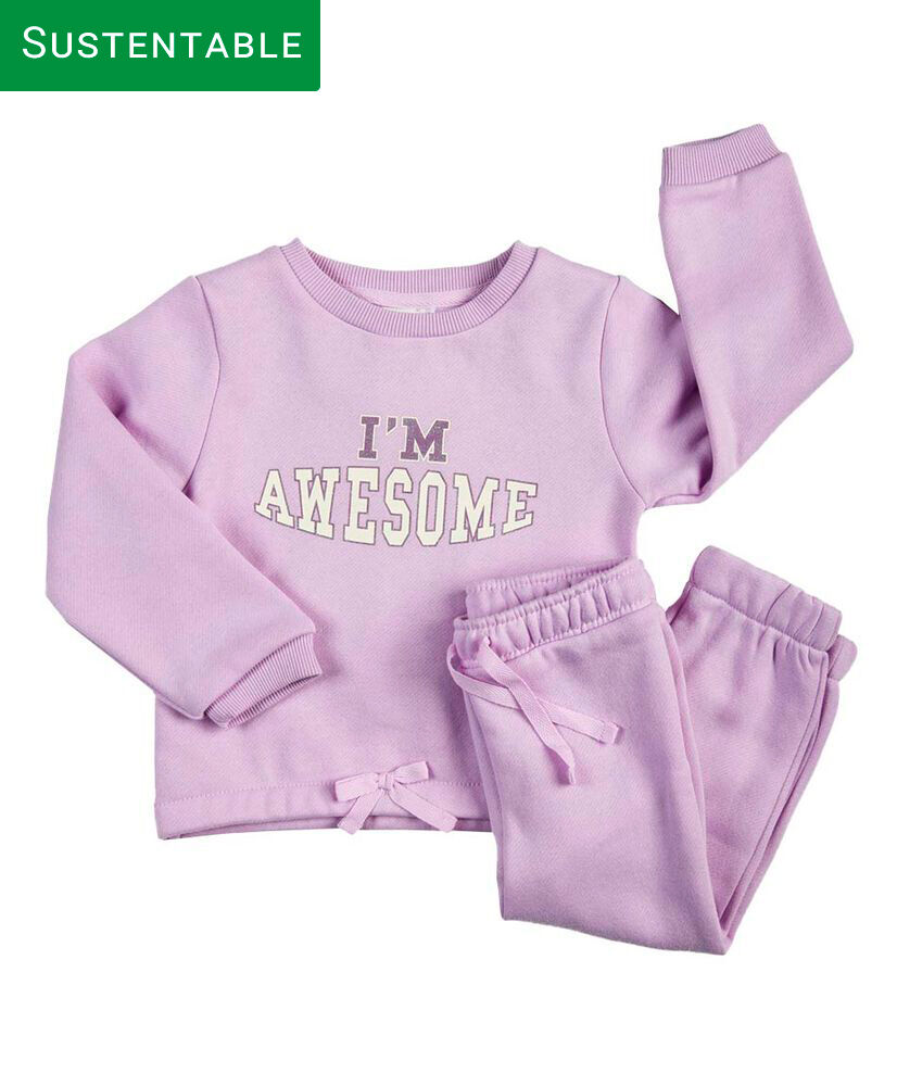 Set buzo beb&eacute; estampado frase