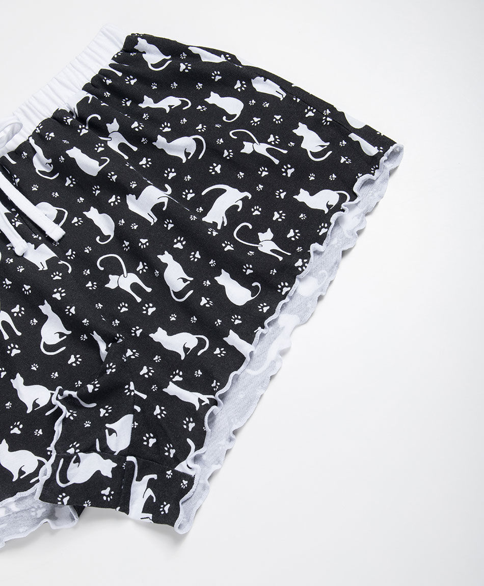 Pijama mujer short gato negro