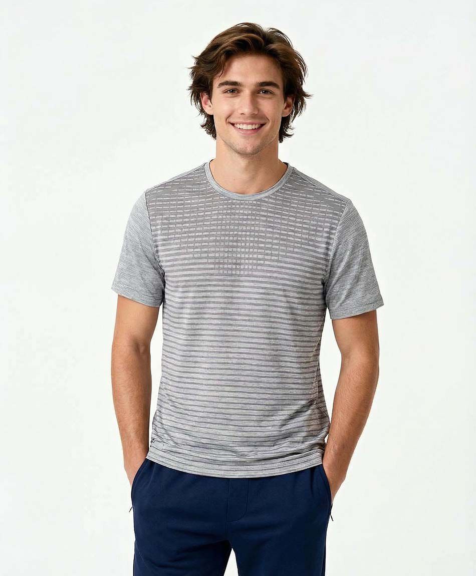 Polera deportiva hombre contraste gris
