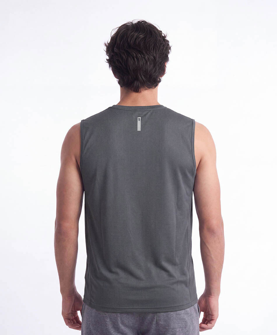 Polera deportiva hombre sin mangas gris