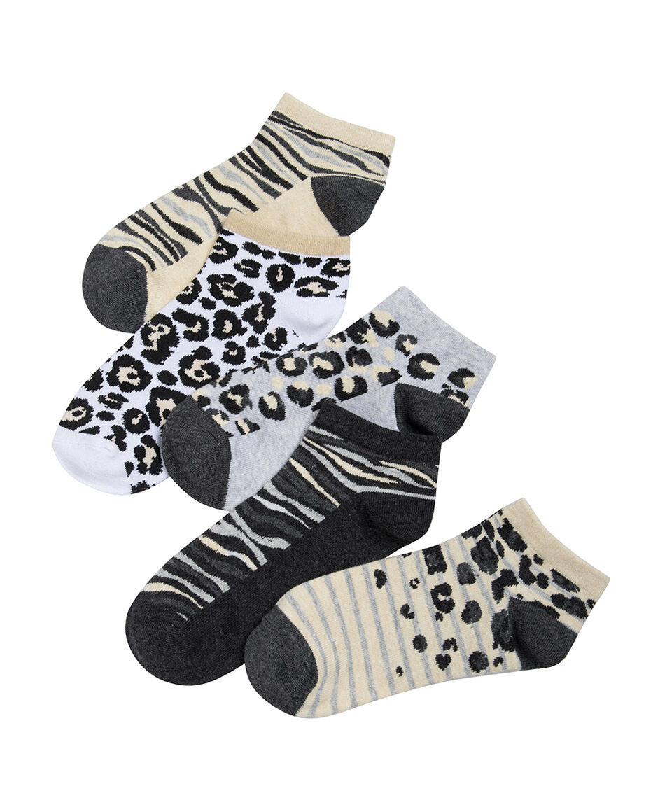 Pack 5 calcetines mujer cortos animal print