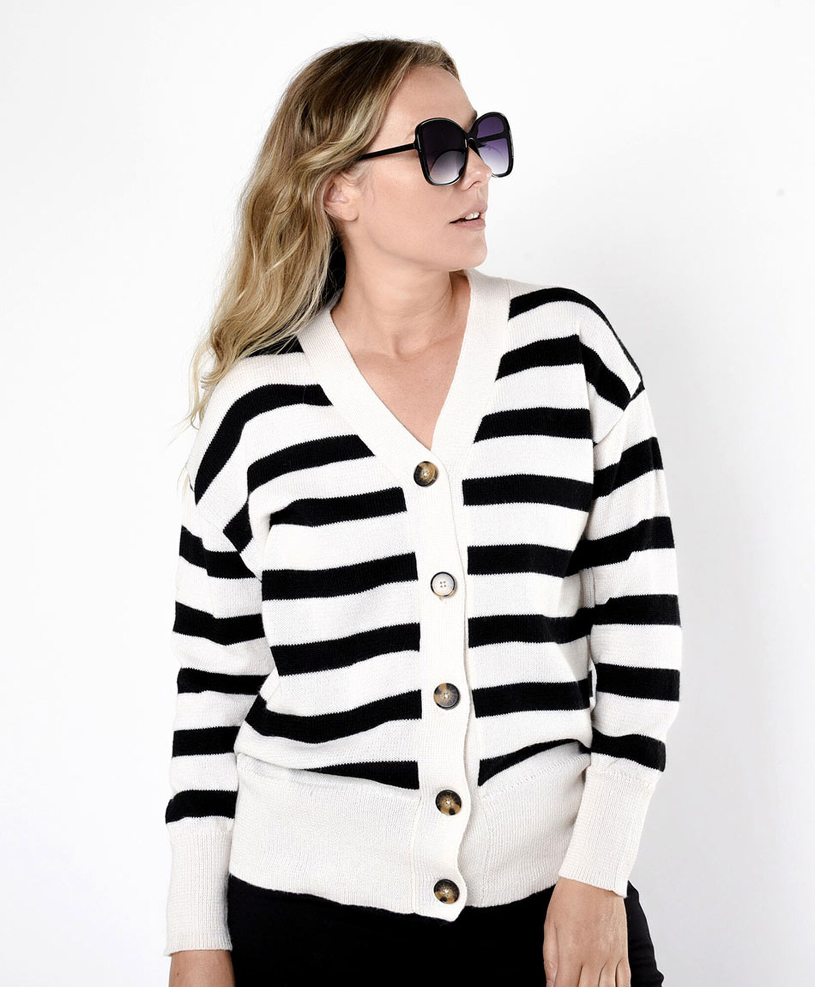 Cardigan mujer rayas y botones Cardigan mujer rayas y botones