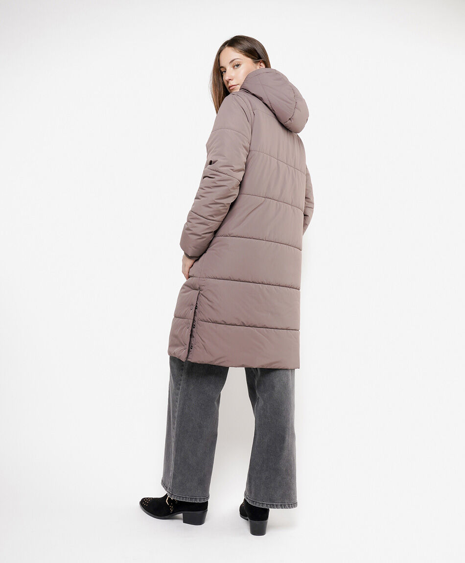 Parka mujer larga entallada botones laterales