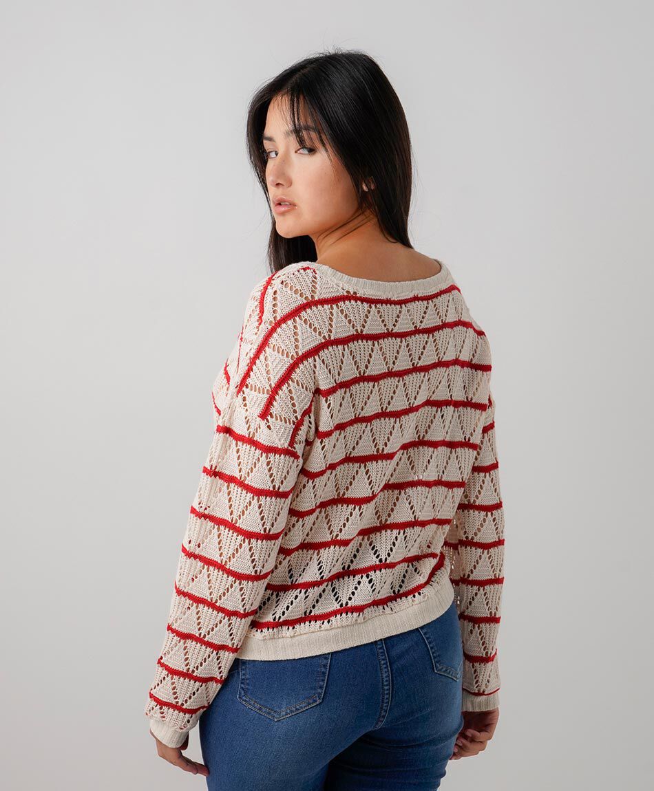 Sweater mujer calado rayas