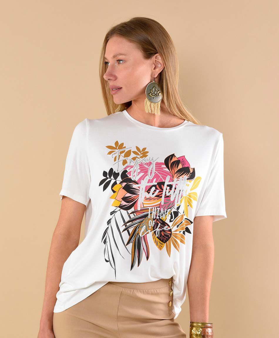 Polera manga corta cuello redondo