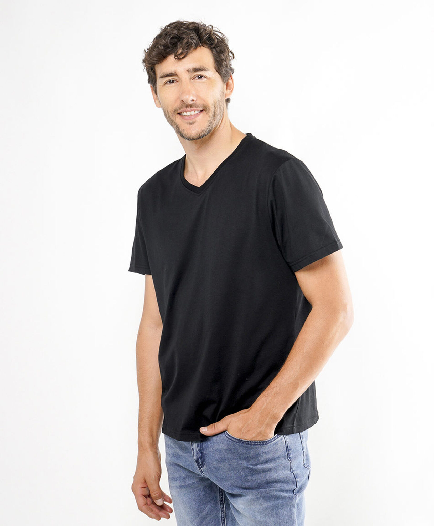 Polera hombre cuello v colores Polera hombre cuello v colores