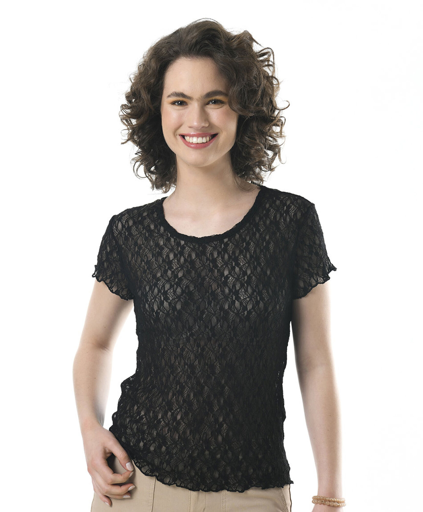 Polera mujer translúcida encaje Polera mujer translúcida encaje