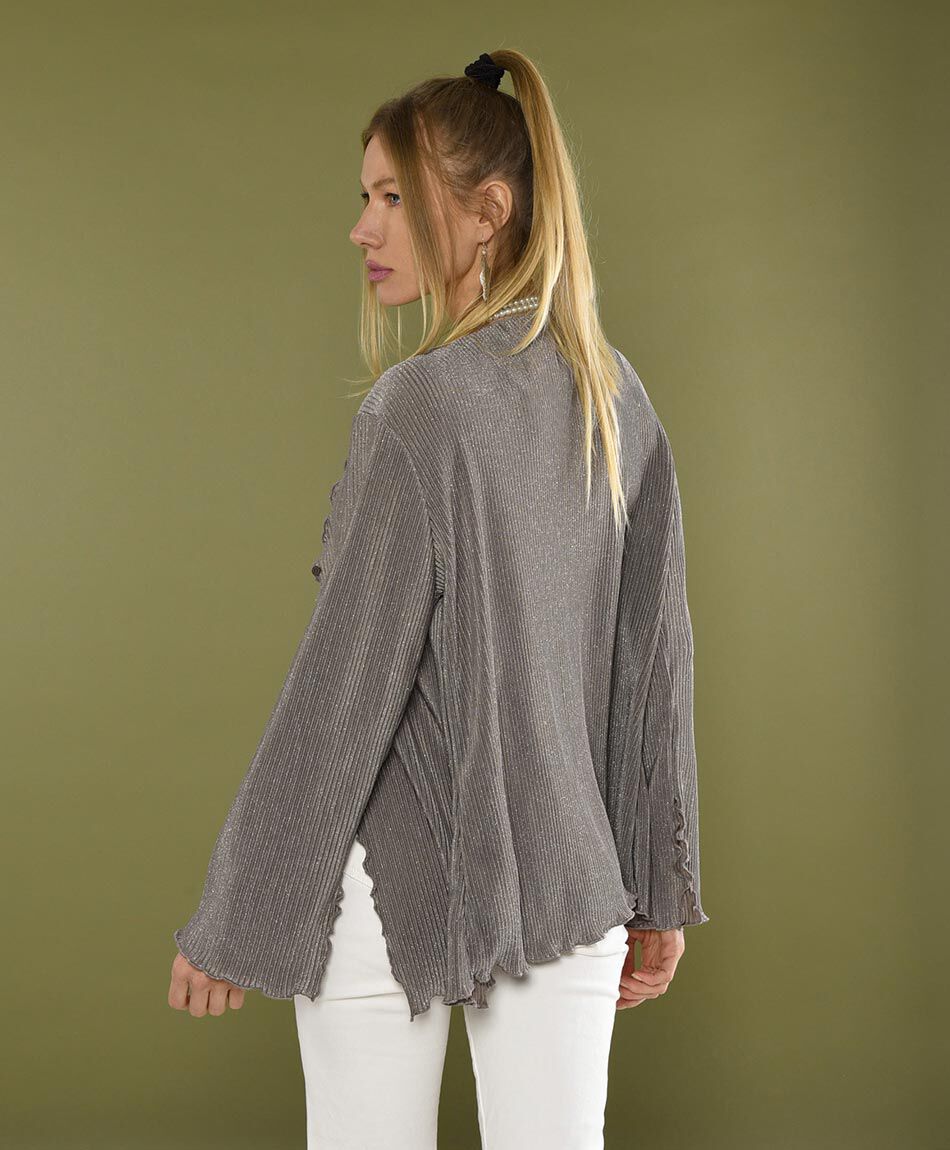 Cardigan acanalado brillos cuello en v